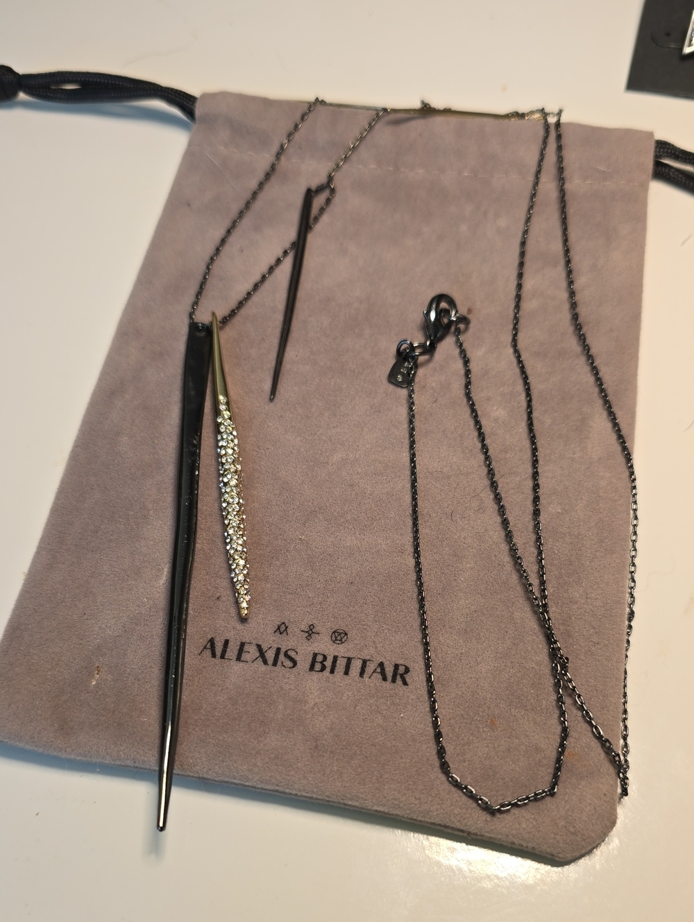 Alexis Bittar Black and Gold Spike Pendant Necklace
